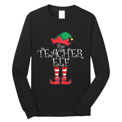 Teacher Elf Matching Family Christmas Pajama Teacher Elf Long Sleeve Shirt