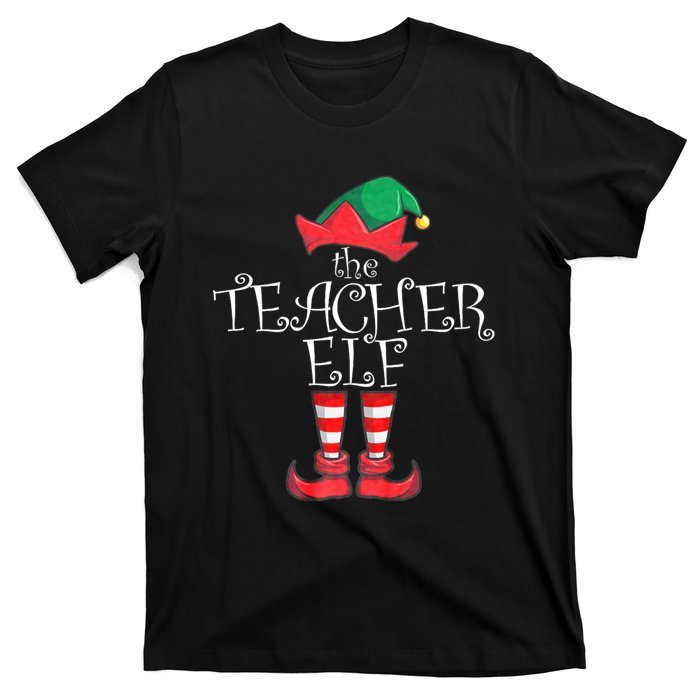 Teacher Elf Matching Family Christmas Pajama Teacher Elf T-Shirt