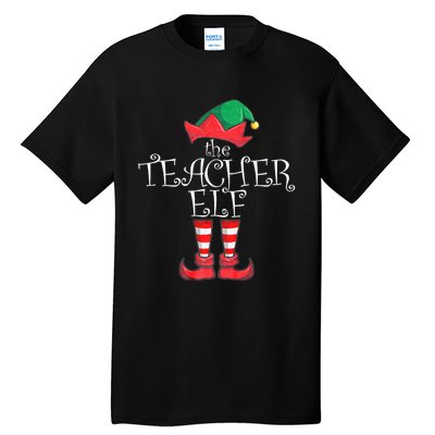 Teacher Elf Matching Family Christmas Pajama Teacher Elf Tall T-Shirt