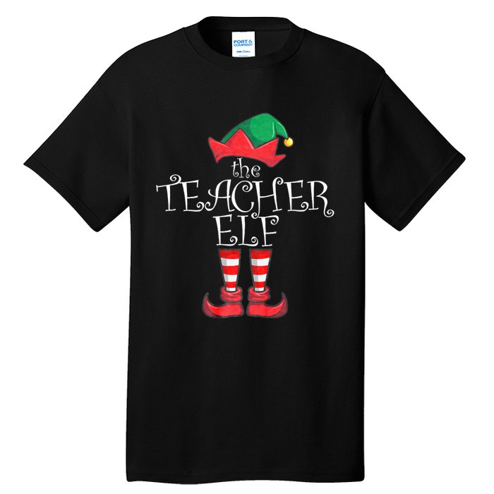 Teacher Elf Matching Family Christmas Pajama Teacher Elf Tall T-Shirt