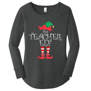 Teacher Elf Matching Family Christmas Pajama Teacher Elf Women's Perfect Tri Tunic Long Sleeve Shirt