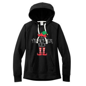 Teacher Elf Matching Family Christmas Pajama Teacher Elf Women's Fleece Hoodie