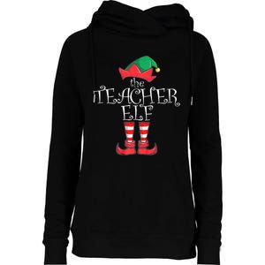 Teacher Elf Matching Family Christmas Pajama Teacher Elf Womens Funnel Neck Pullover Hood