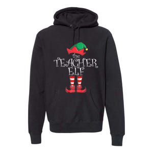 Teacher Elf Matching Family Christmas Pajama Teacher Elf Premium Hoodie