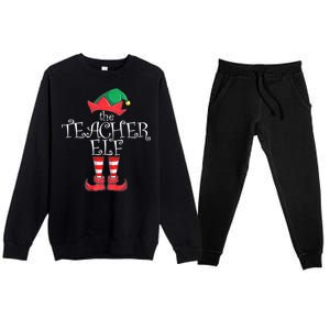 Teacher Elf Matching Family Christmas Pajama Teacher Elf Premium Crewneck Sweatsuit Set