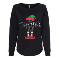 Teacher Elf Matching Family Christmas Pajama Teacher Elf Womens California Wash Sweatshirt