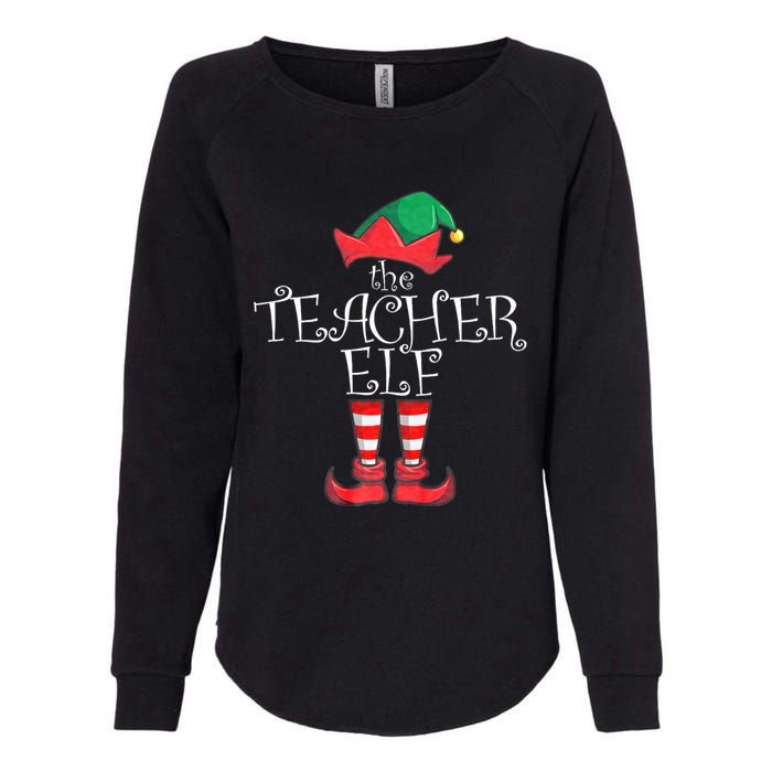 Teacher Elf Matching Family Christmas Pajama Teacher Elf Womens California Wash Sweatshirt