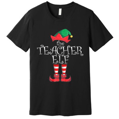 Teacher Elf Matching Family Christmas Pajama Teacher Elf Premium T-Shirt