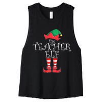 Teacher Elf Matching Family Christmas Pajama Teacher Elf Women's Racerback Cropped Tank