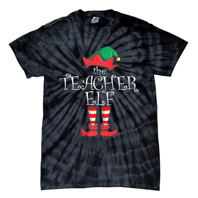 Teacher Elf Matching Family Christmas Pajama Teacher Elf Tie-Dye T-Shirt