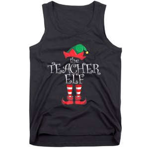 Teacher Elf Matching Family Christmas Pajama Teacher Elf Tank Top