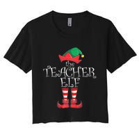 Teacher Elf Matching Family Christmas Pajama Teacher Elf Women's Crop Top Tee