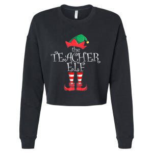 Teacher Elf Matching Family Christmas Pajama Teacher Elf Cropped Pullover Crew