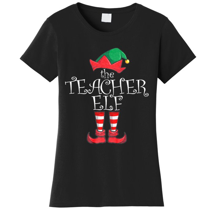 Teacher Elf Matching Family Christmas Pajama Teacher Elf Women's T-Shirt