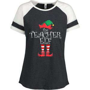 Teacher Elf Matching Family Christmas Pajama Teacher Elf Enza Ladies Jersey Colorblock Tee