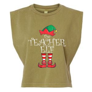 Teacher Elf Matching Family Christmas Pajama Teacher Elf Garment-Dyed Women's Muscle Tee