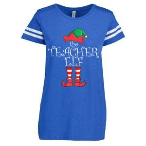 Teacher Elf Matching Family Christmas Pajama Teacher Elf Enza Ladies Jersey Football T-Shirt