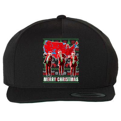 Trump Election Map Merry Christmas Holiday Santa Hat Xmas Gift Wool Snapback Cap