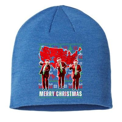 Trump Election Map Merry Christmas Holiday Santa Hat Xmas Gift Sustainable Beanie