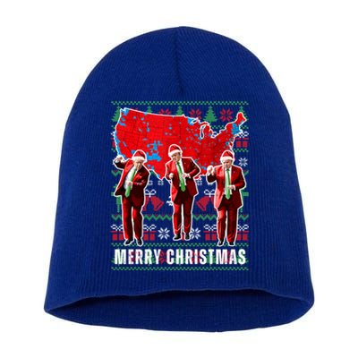 Trump Election Map Merry Christmas Holiday Santa Hat Xmas Gift Short Acrylic Beanie