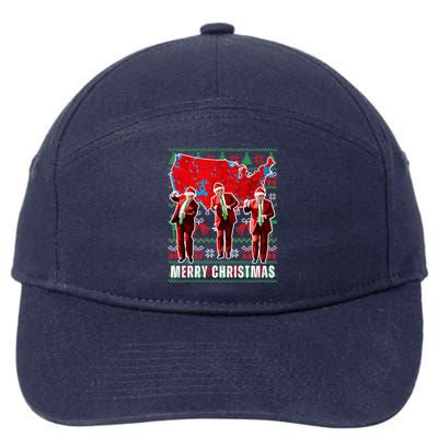 Trump Election Map Merry Christmas Holiday Santa Hat Xmas Gift 7-Panel Snapback Hat