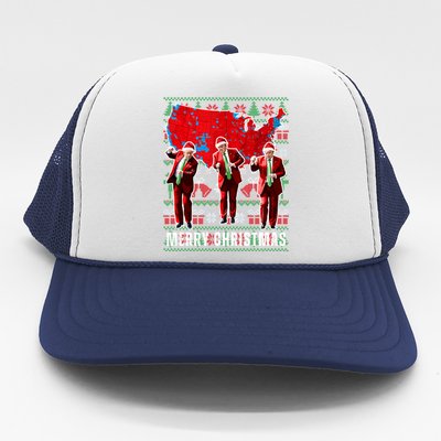 Trump Election Map Merry Christmas Holiday Santa Hat Xmas Gift Trucker Hat