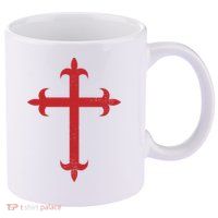 Templar Cross 11oz C Handle Ceramic Mug