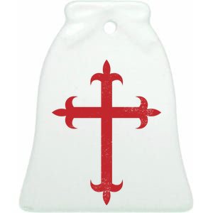 Templar Cross Ceramic Bell Ornament