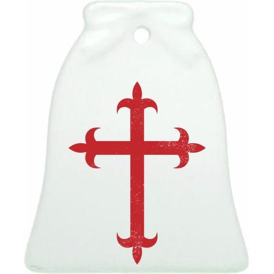 Templar Cross Ceramic Bell Ornament