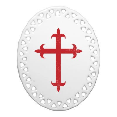 Templar Cross Ceramic Oval Ornament