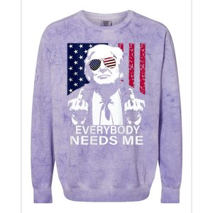 Trump Everybody Needs Me Colorblast Crewneck Sweatshirt