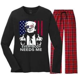 Trump Everybody Needs Me Women's Long Sleeve Flannel Pajama Set 