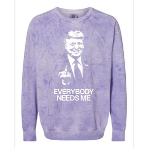 Trump Everybody Needs Me Colorblast Crewneck Sweatshirt