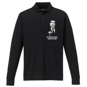 Trump Everybody Needs Me Performance Long Sleeve Polo