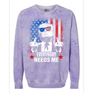 Trump Everybody Needs Me Colorblast Crewneck Sweatshirt