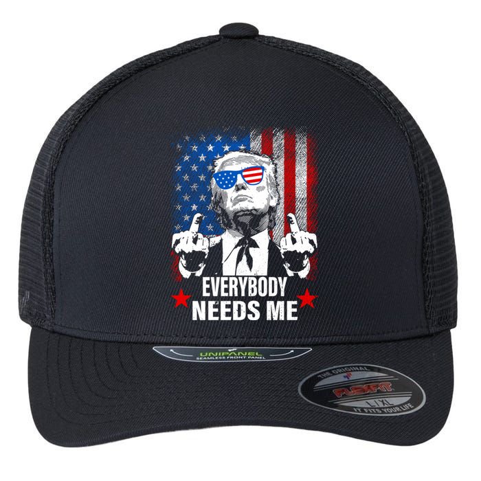 Trump Everybody Needs Me Flexfit Unipanel Trucker Cap