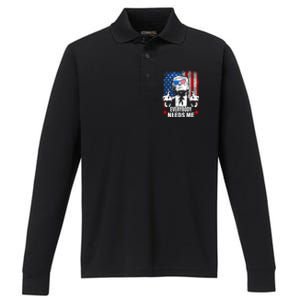 Trump Everybody Needs Me Performance Long Sleeve Polo