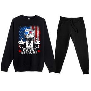 Trump Everybody Needs Me Premium Crewneck Sweatsuit Set