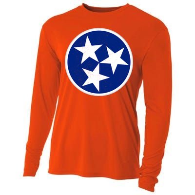 Tennessee Flag Vintage Distressed Cooling Performance Long Sleeve Crew