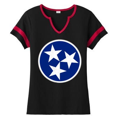 Tennessee Flag Vintage Distressed Ladies Halftime Notch Neck Tee