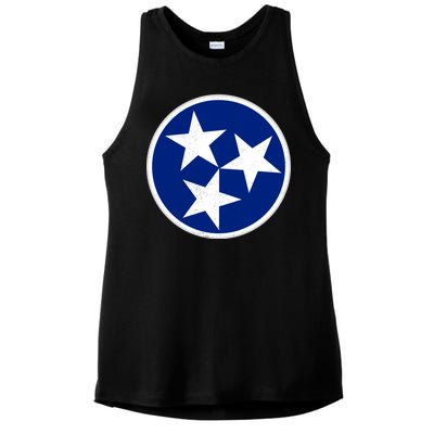 Tennessee Flag Vintage Distressed Ladies PosiCharge Tri-Blend Wicking Tank