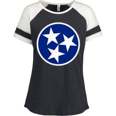 Tennessee Flag Vintage Distressed Enza Ladies Jersey Colorblock Tee