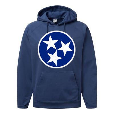 Tennessee Flag Vintage Distressed Performance Fleece Hoodie