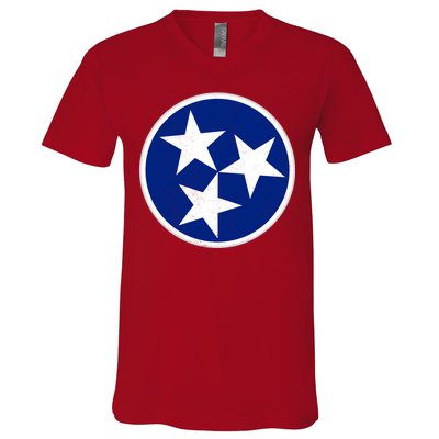 Tennessee Flag Vintage Distressed V-Neck T-Shirt