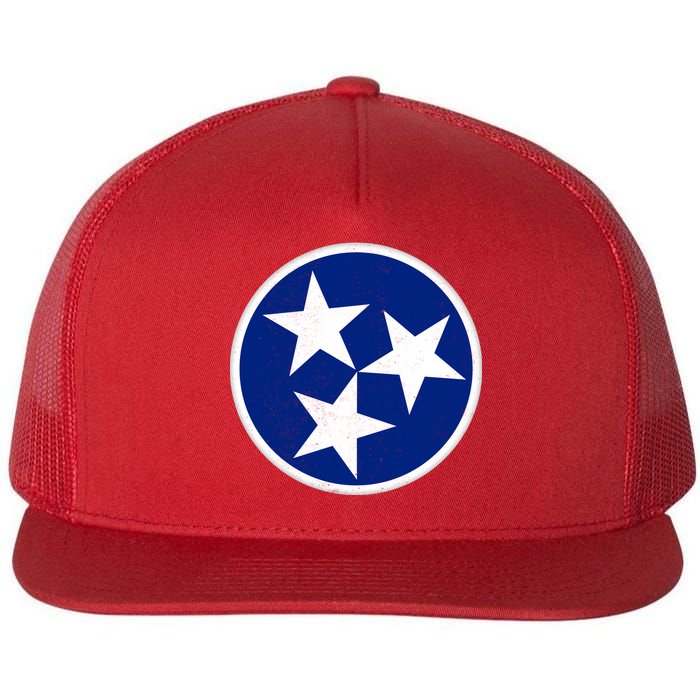 Tennessee Flag Vintage Distressed Flat Bill Trucker Hat