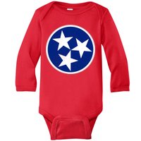 Tennessee Flag Vintage Distressed Baby Long Sleeve Bodysuit