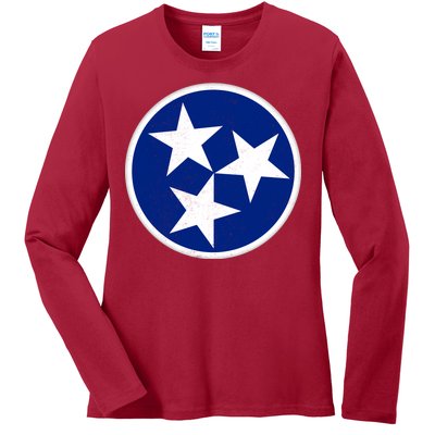 Tennessee Flag Vintage Distressed Ladies Long Sleeve Shirt