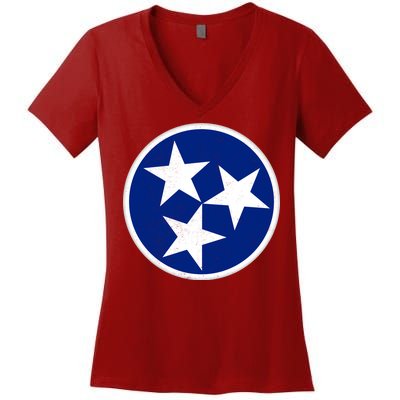 Tennessee Flag Vintage Distressed Women's V-Neck T-Shirt