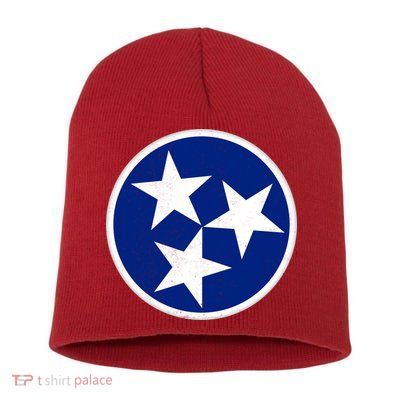Tennessee Flag Vintage Distressed Short Acrylic Beanie