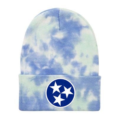 Tennessee Flag Vintage Distressed Tie Dye 12in Knit Beanie